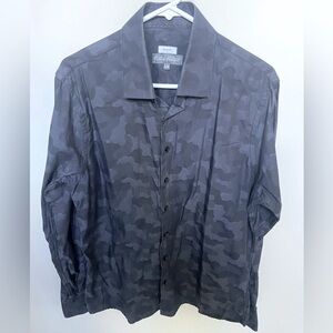 Antonio Valente Gray Camouflage Button-Up Shirt slim fit size large